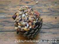 Winter knutsel dennenappels met vogelvoer