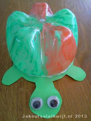 Schildpad van lege fles knutselen
