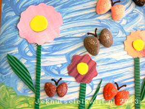 Bloem en vlinder schilderij