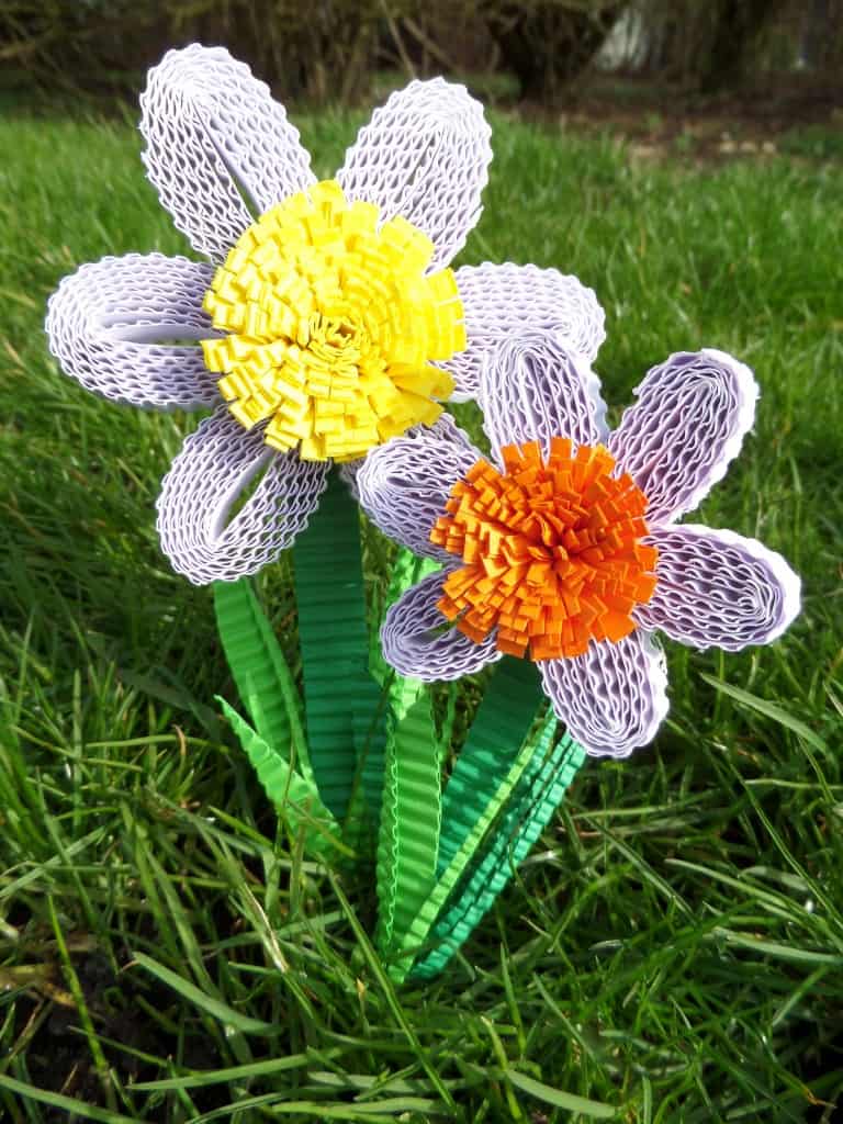 corrugated cardboard flowers