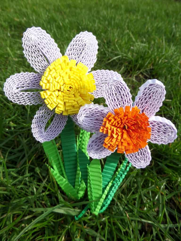 corrugated cardboard flowers