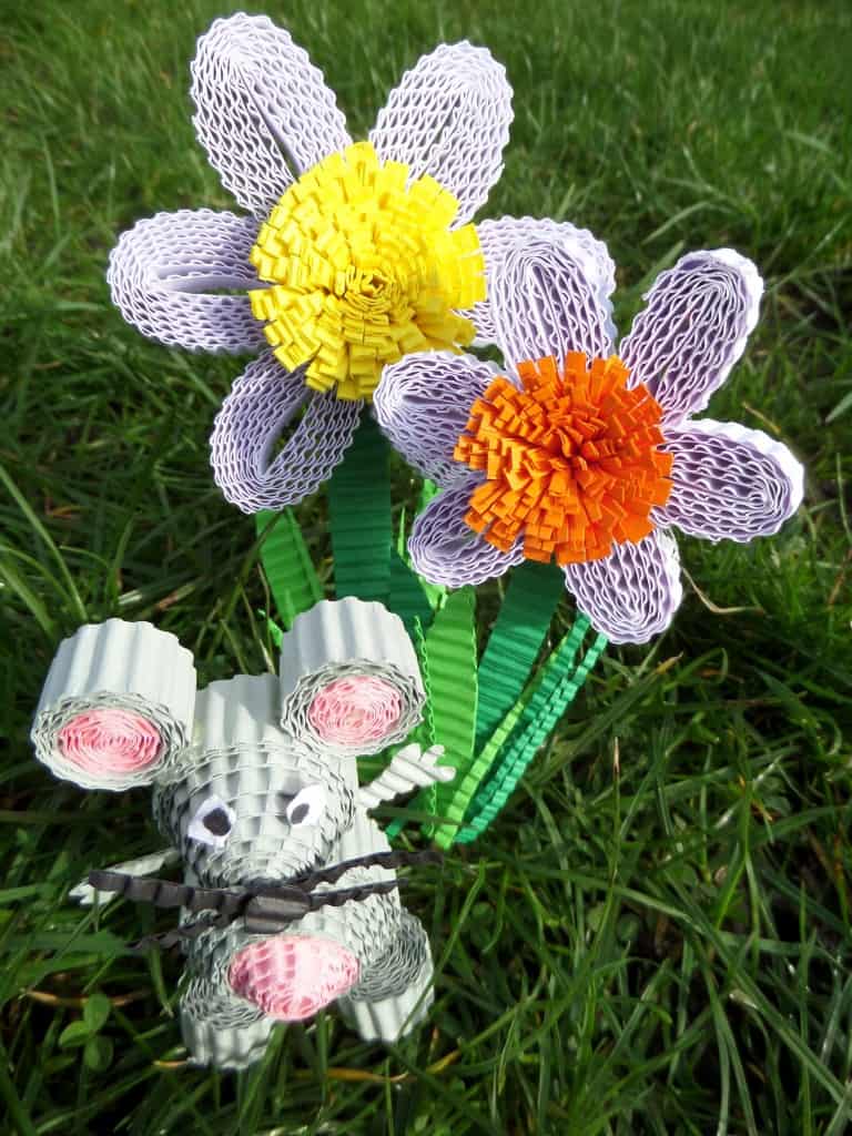 corrugated cardboard flowers