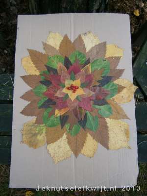 Mandala van herfstblaadjes