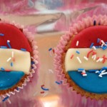 Rood wit blauw cupcake traktatie